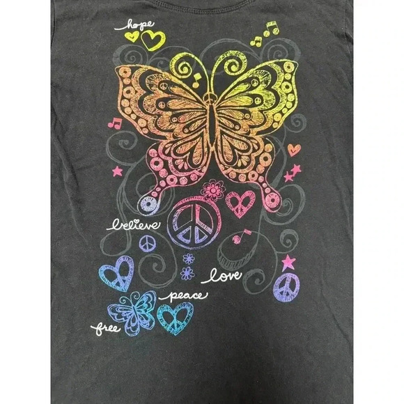 Super Shiny Girls XL 14-16 Long Sleeve Graphic Tee Butterfly Peace Design - Picture 3 of 4